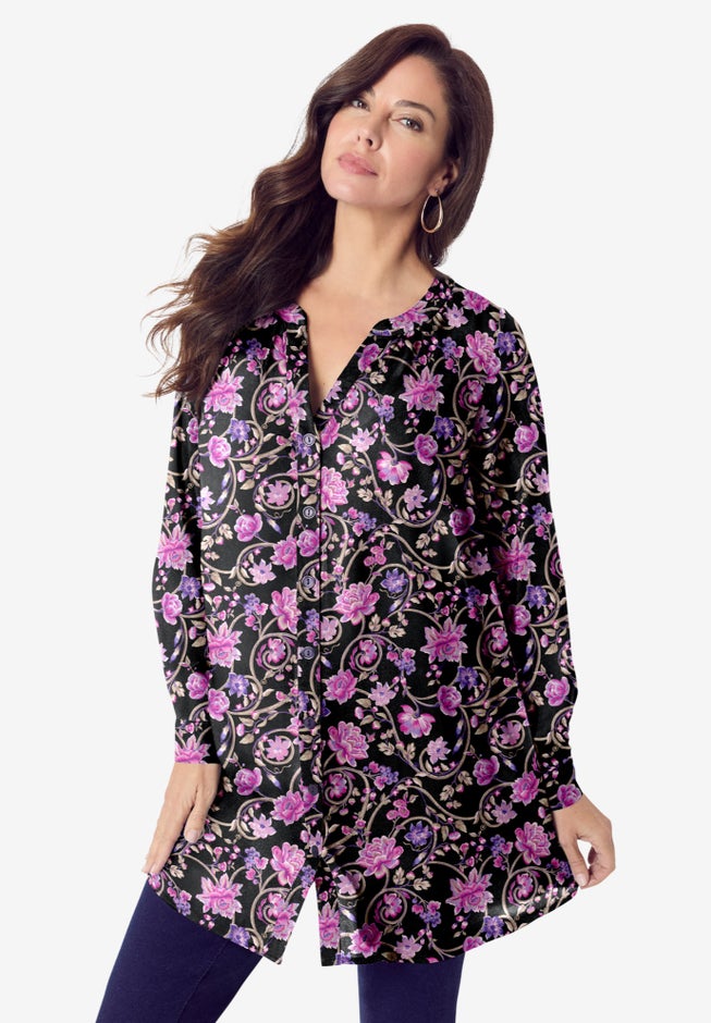 Button Down Y Neck Tunic image number 0