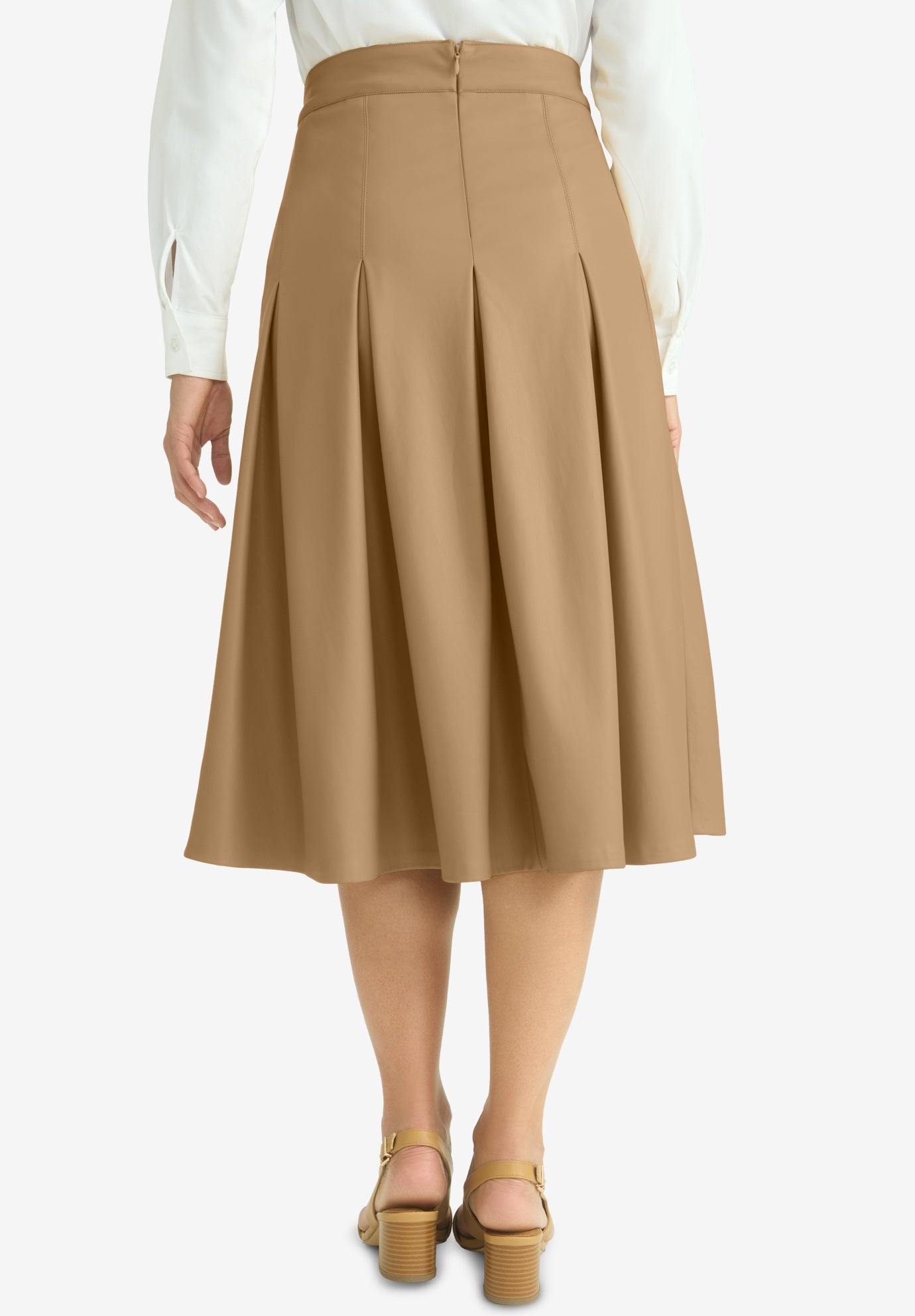 Faux Leather Pleated Midi Skirt image number 2