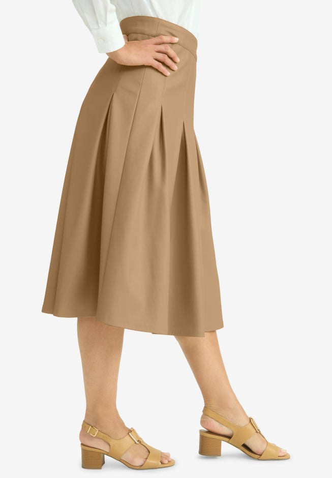 Faux Leather Pleated Midi Skirt image number 3