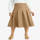 Faux Leather Pleated Midi Skirt image number null