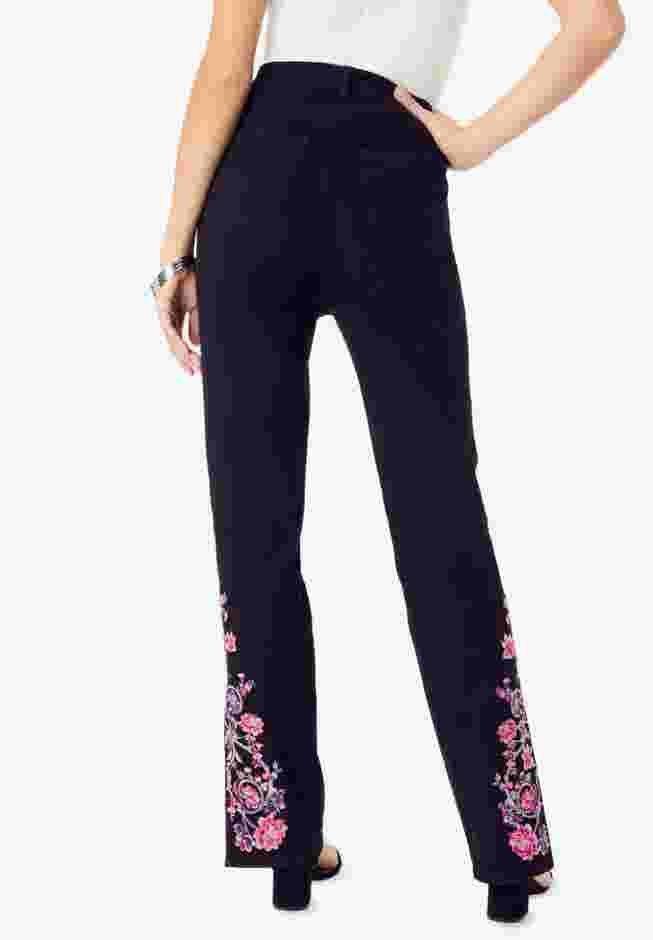 Invisible Stretch® Embroidered Split Flare-Leg Jean image number 1