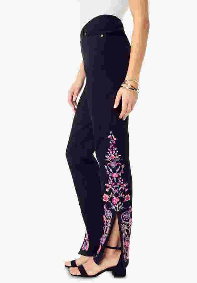 Invisible Stretch® Embroidered Split Flare-Leg Jean image number 2