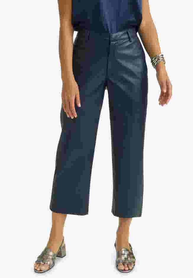Faux Leather Wide-Leg Crop Pant image number 0