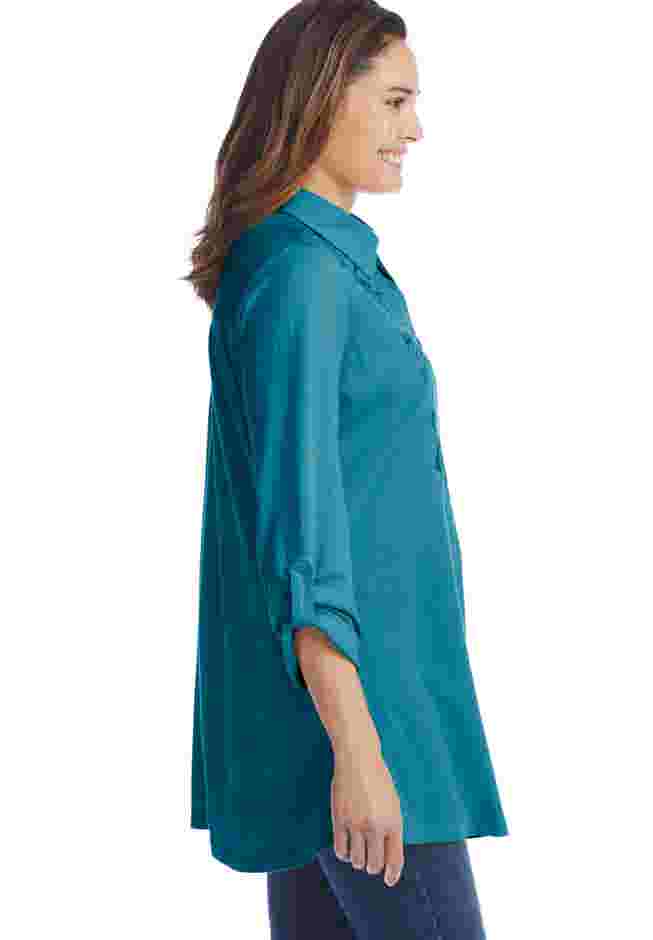 Button-Front Embroidered Tunic image number 2