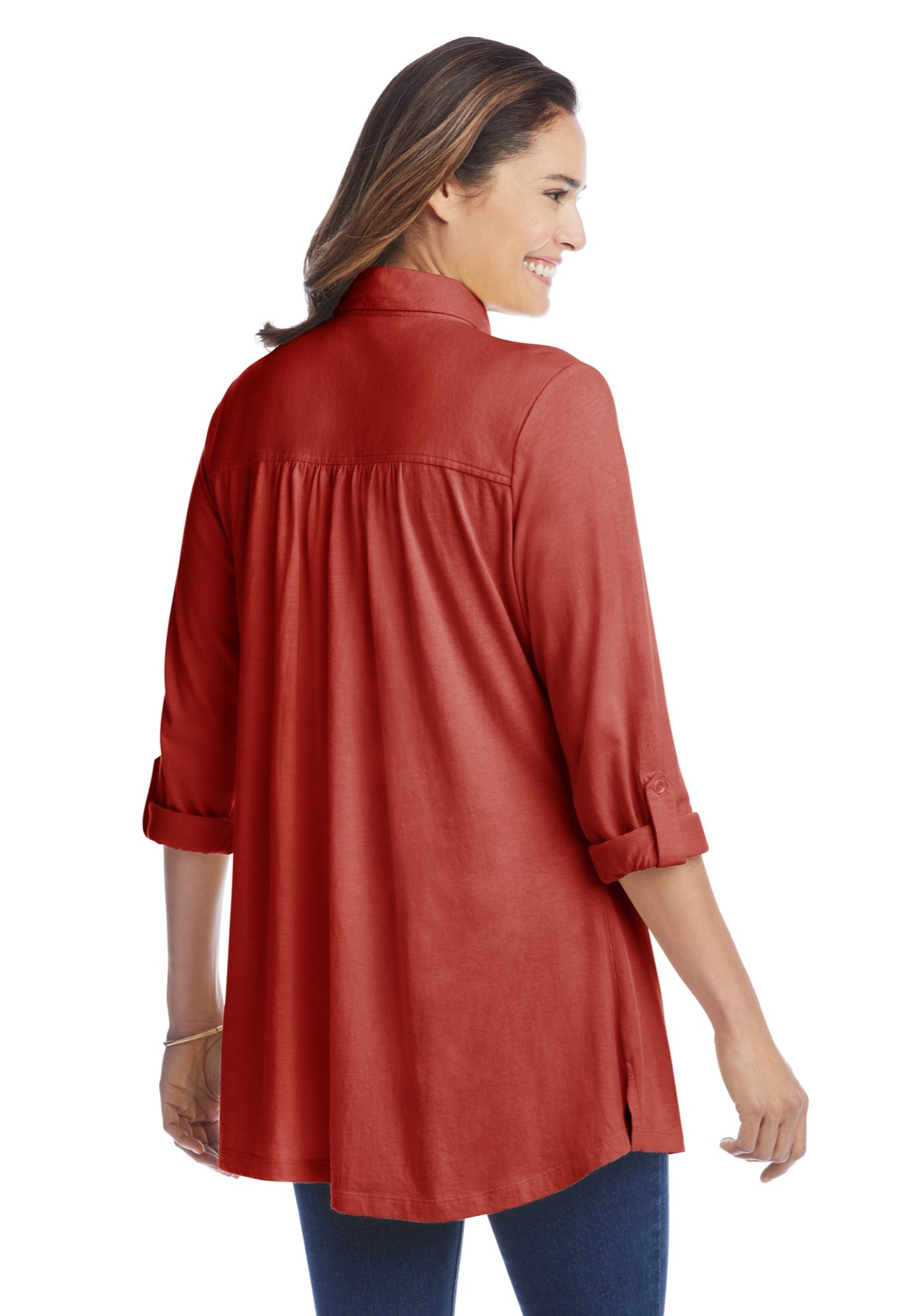 Button-Front Embroidered Tunic image number 1