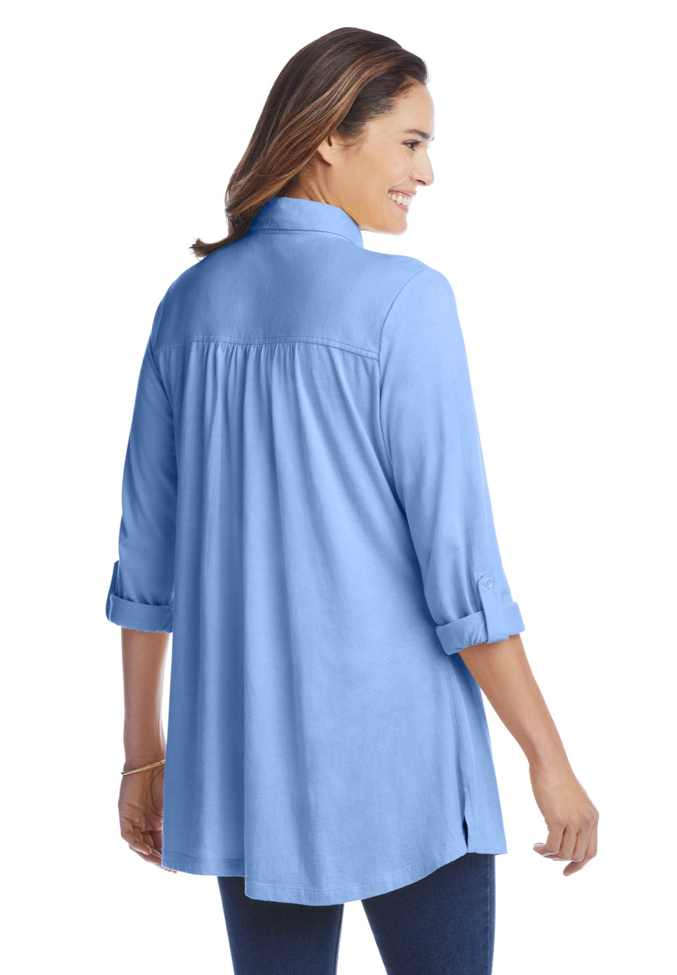 Button-Front Embroidered Tunic image number 1