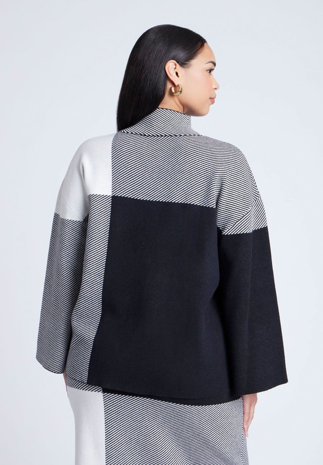 Mock Neck Intarsia Sweater image number 1