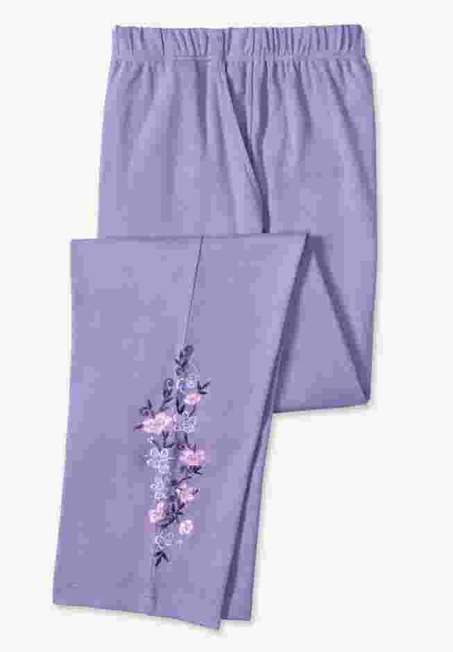 7-Day Knit Embroidered Straight-Leg Pull-On Pants image number 4