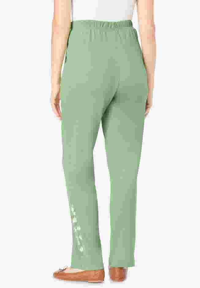 7-Day Embroidered Straight-Leg Knit Pant image number 1