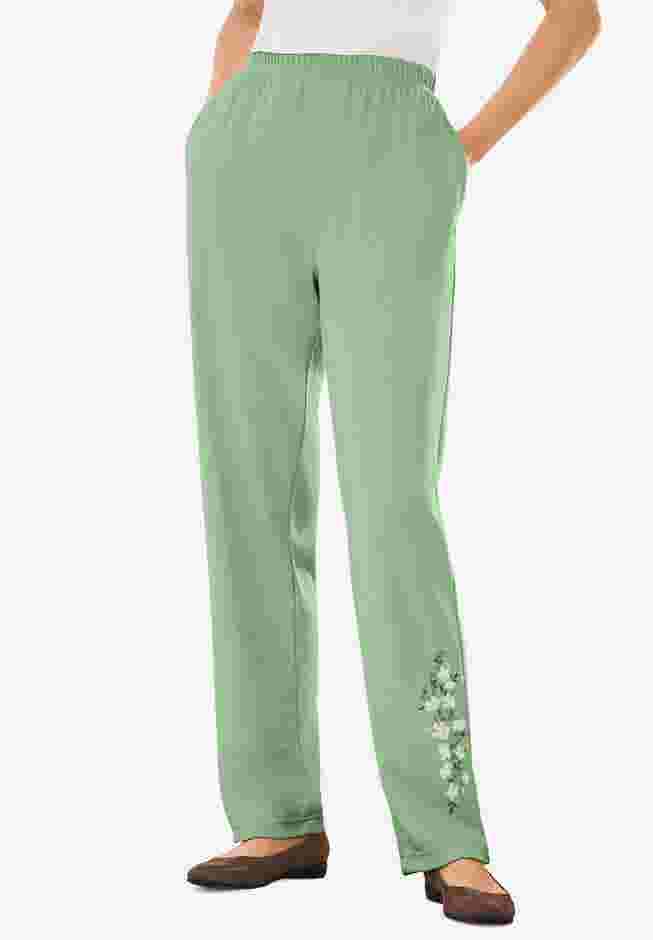 7-Day Embroidered Straight-Leg Knit Pant image number 0