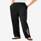 7-Day Knit Embroidered Straight-Leg Pull-On Pants image number null