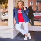 Snap Front 4-Pocket Denim Big Shirt image number null