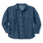 Snap Front 4-Pocket Denim Big Shirt image number null