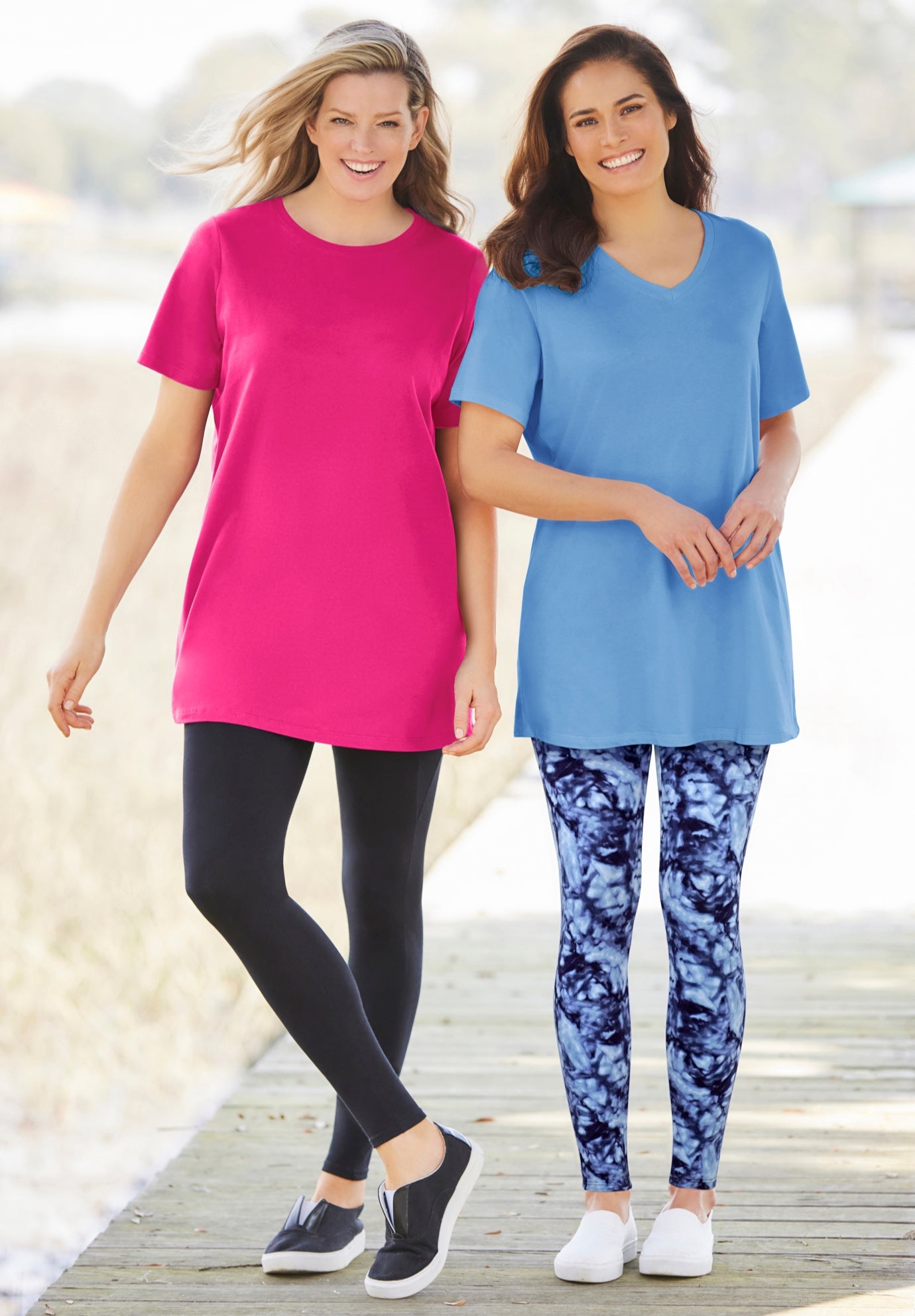 Stretch-Cotton Knit Pull-On Printed Pocket Leggings image number 3