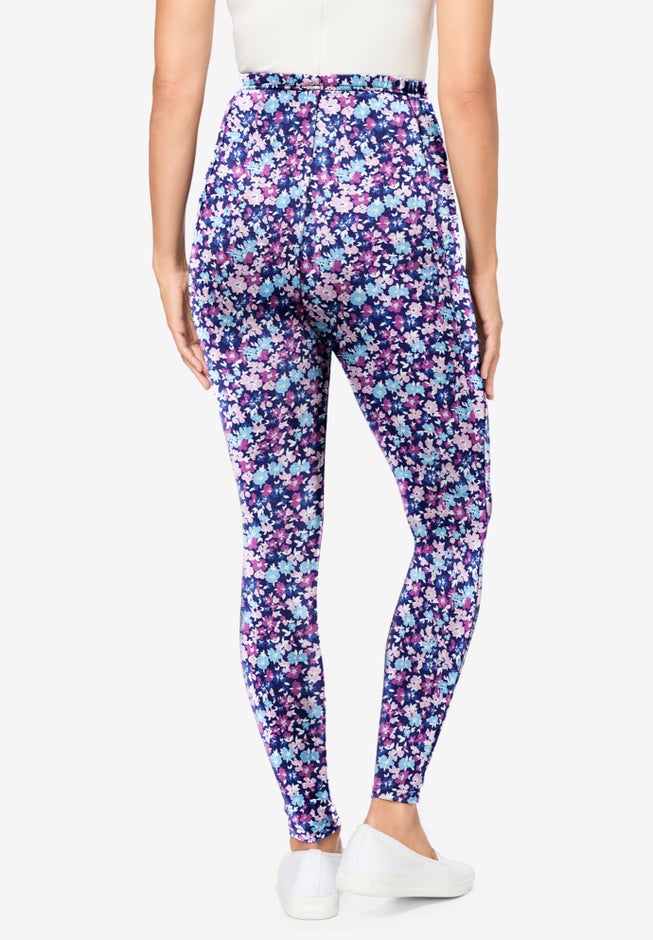 Stretch-Cotton Knit Pull-On Printed Pocket Leggings image number 1