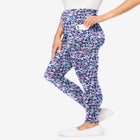 Stretch-Cotton Knit Pull-On Printed Pocket Leggings image number null
