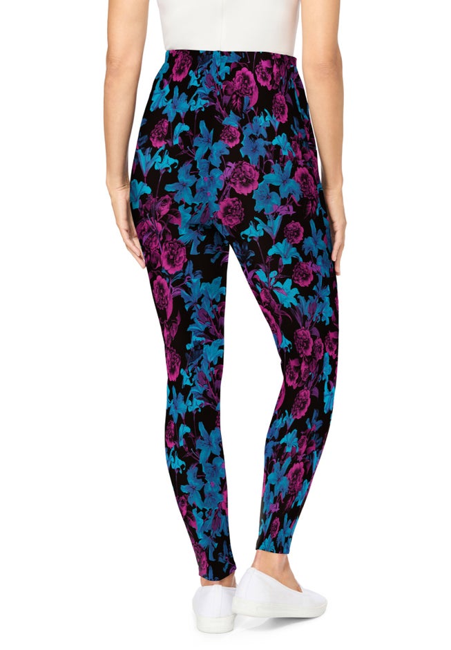 Stretch-Cotton Knit Pull-On Printed Pocket Leggings image number 1