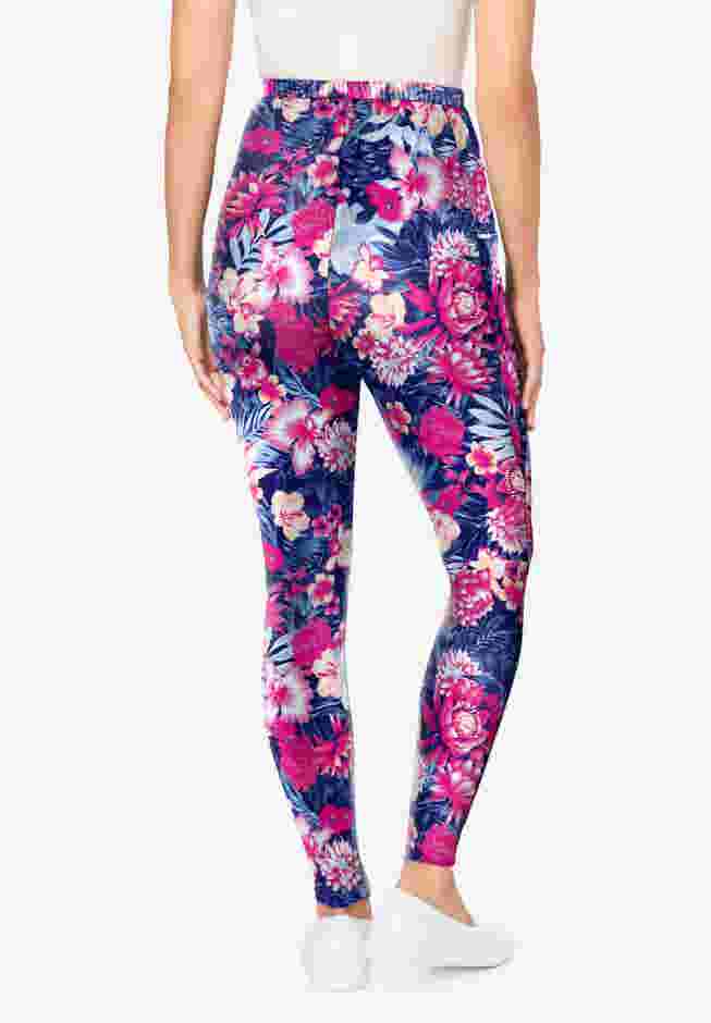 Stretch-Cotton Knit Pull-On Printed Pocket Leggings image number 1