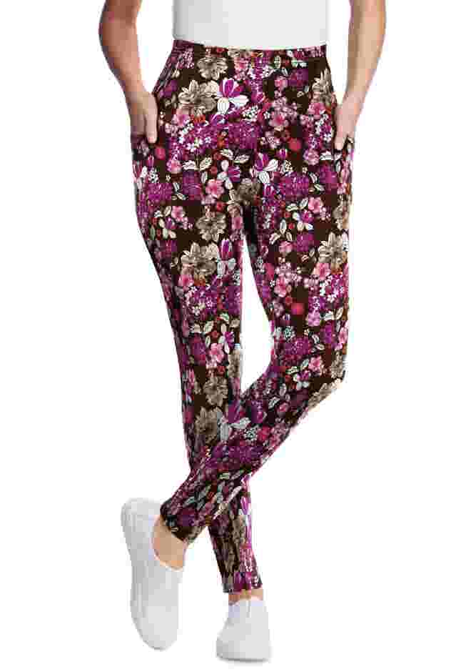 Stretch-Cotton Knit Pull-On Printed Pocket Leggings image number 0