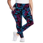 Stretch-Cotton Knit Pull-On Printed Pocket Leggings image number null