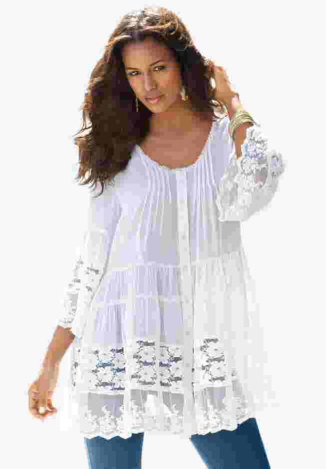 Lace Illusion Blouse image number 0