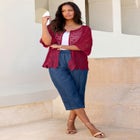 Plus Size Scallop Trim Crochet Cardigan image number 0