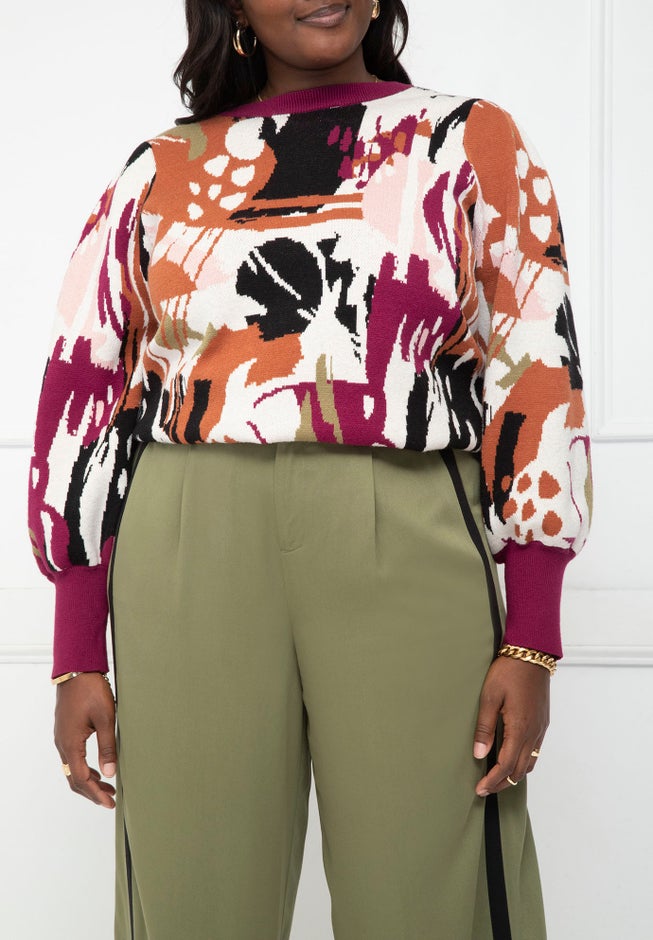 ELOQUII Elements Puff Sleeve Sweater image number 1