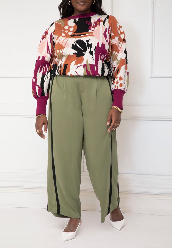 ELOQUII Elements Puff Sleeve Sweater image number 3