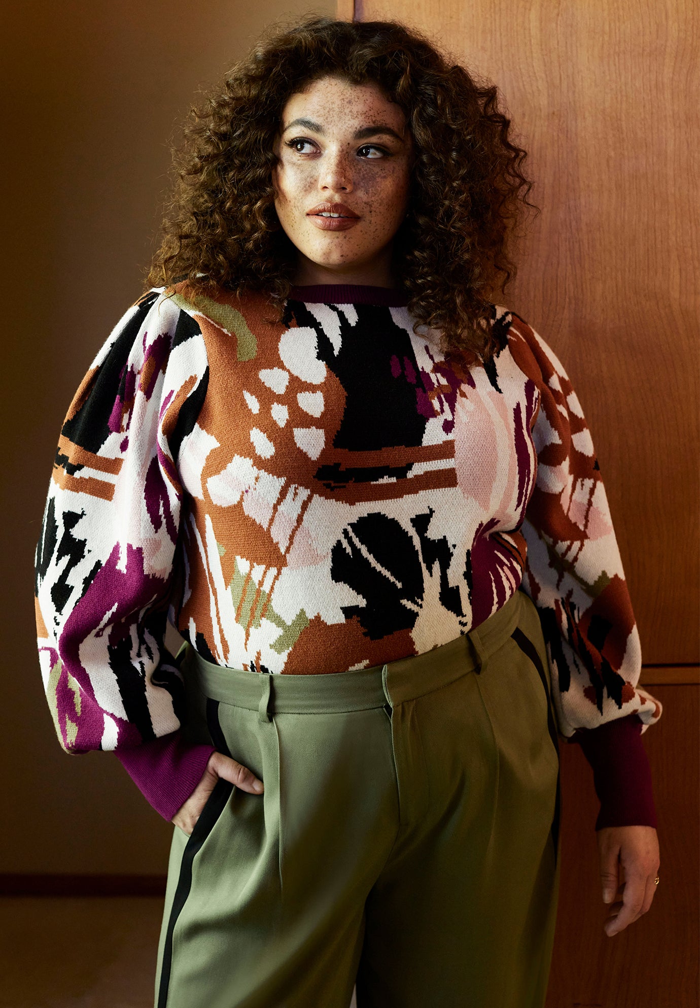 ELOQUII Elements Puff Sleeve Sweater image number 0