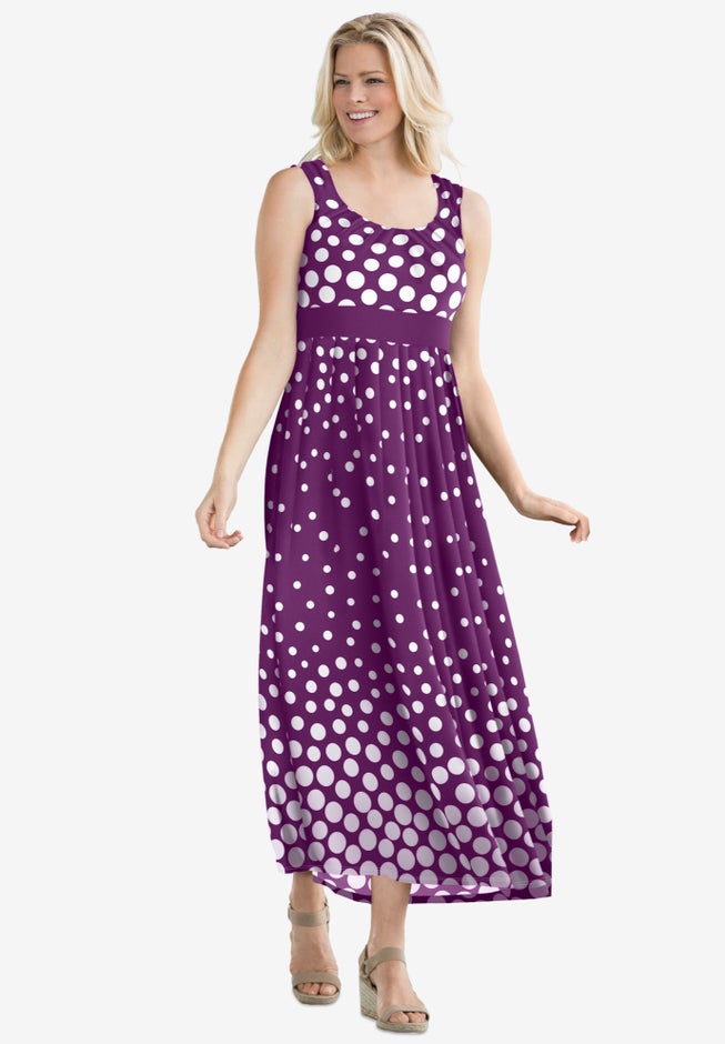 Banded-Waist Print Maxi Dress image number 5