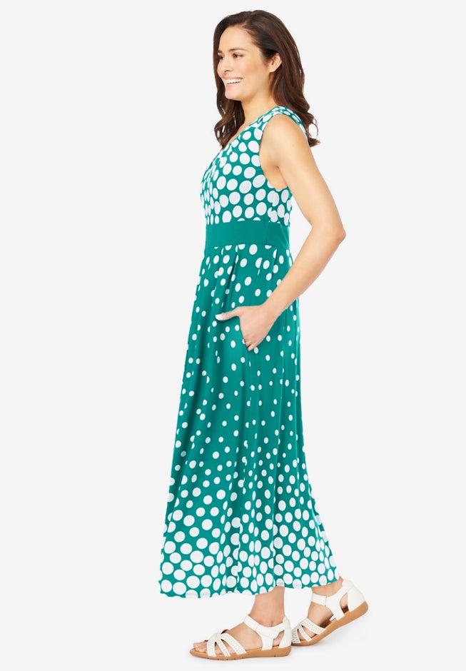 Banded-Waist Print Maxi Dress image number 2