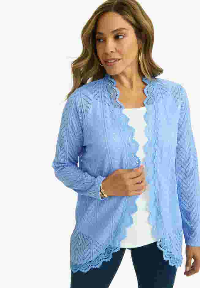 Stretch Knit Lace Topper image number 0