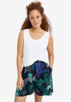 Relaxed Fit Elastic Waistband Stretch Jersey Shorts