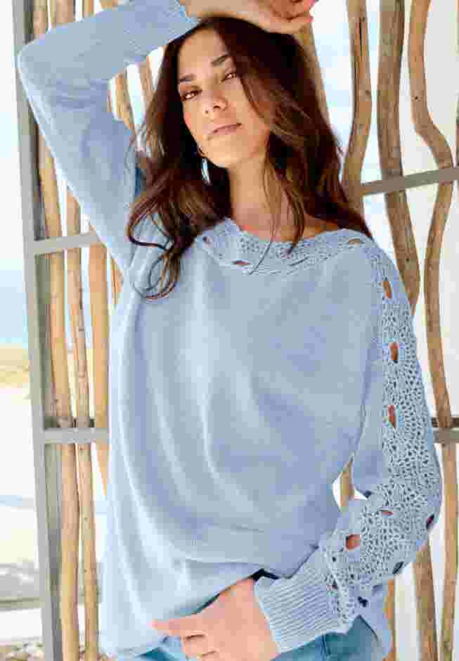 Pointelle Sleeve Pullover image number 0