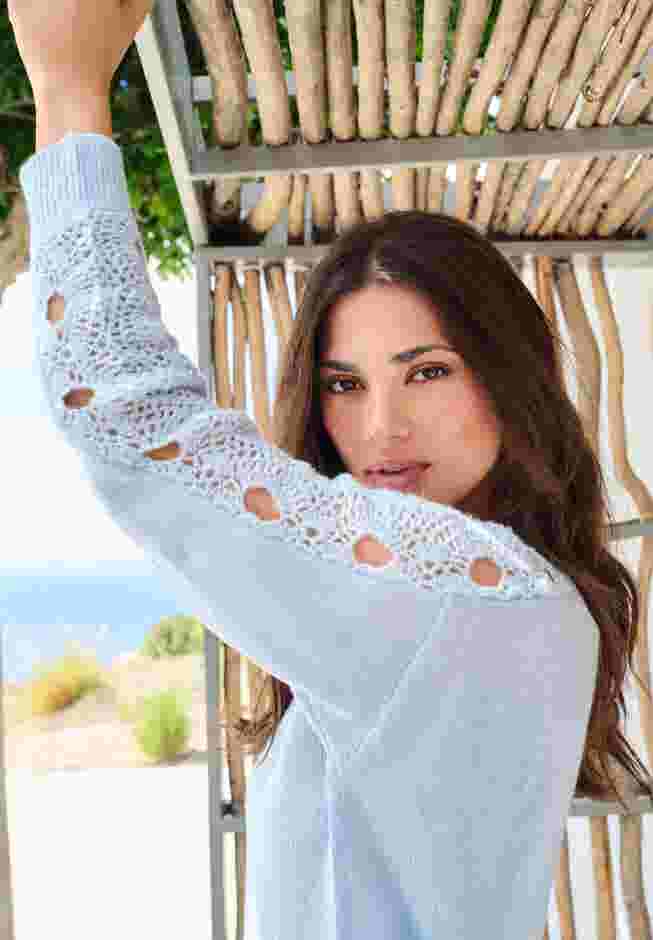 Pointelle Sleeve Pullover image number 5