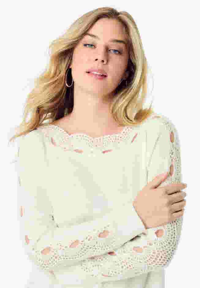 Pointelle Sleeve Pullover image number 3