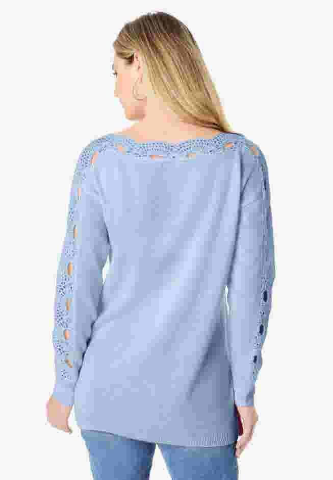 Pointelle Sleeve Pullover image number 1