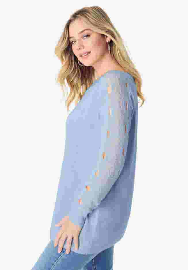 Pointelle Sleeve Pullover image number 2