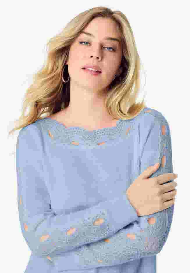 Pointelle Sleeve Pullover image number 3