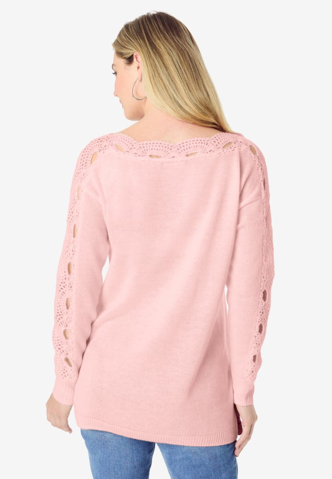 Pointelle Sleeve Pullover image number 1