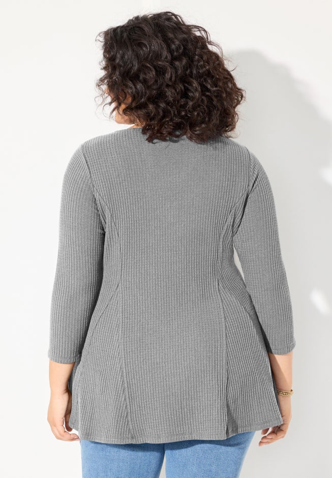 Waffle Knit Lace Trim Tunic image number 1