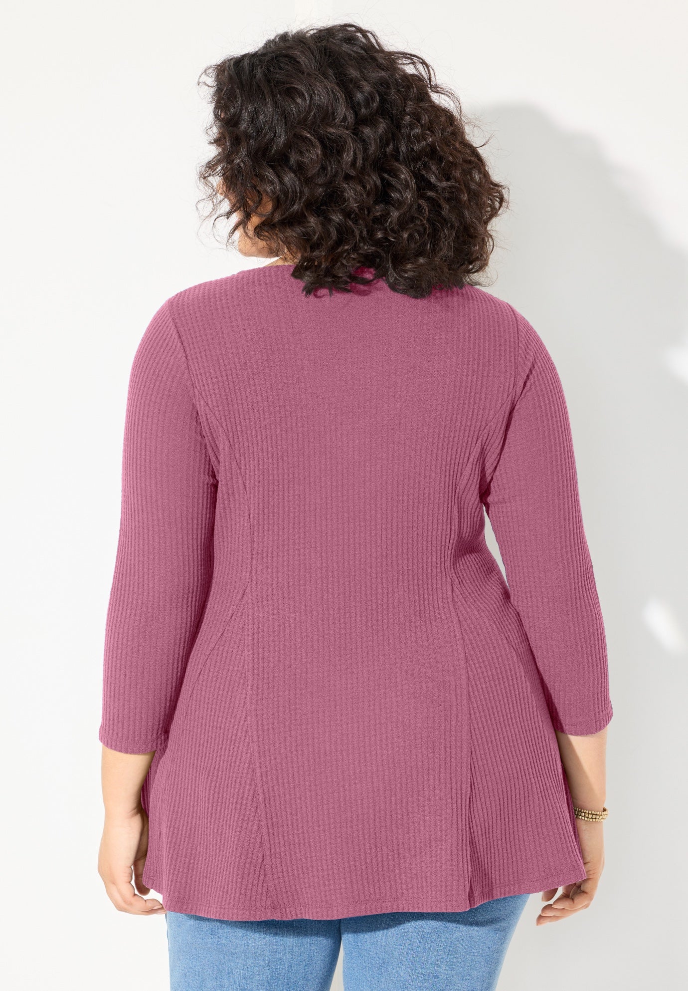 Waffle Knit Lace Trim Tunic image number 1