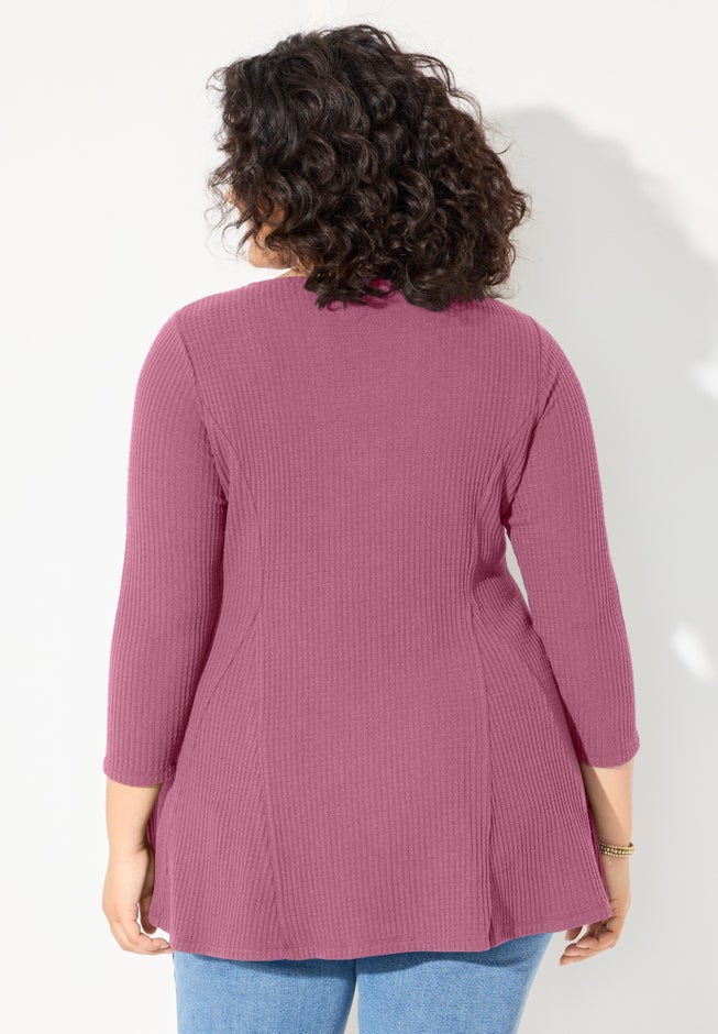 Waffle Knit Lace Trim Tunic image number 1