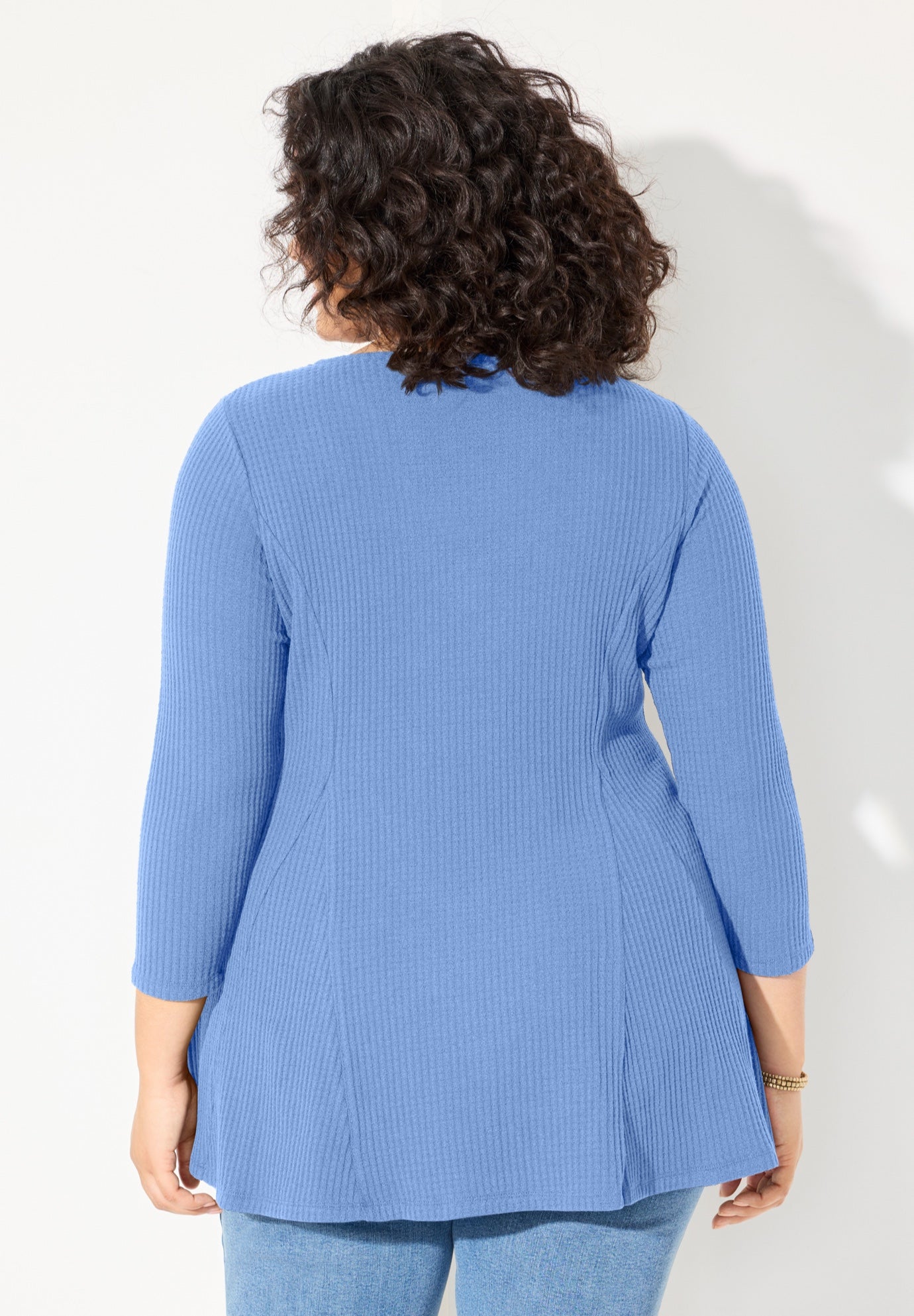 Waffle Knit Lace Trim Tunic image number 1