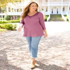 Waffle Knit Lace Trim Tunic image number null