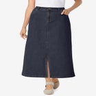 Stretch Denim Front-Slit Skirt image number null