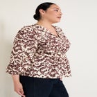 Puff-Sleeve Peplum Blouse image number null