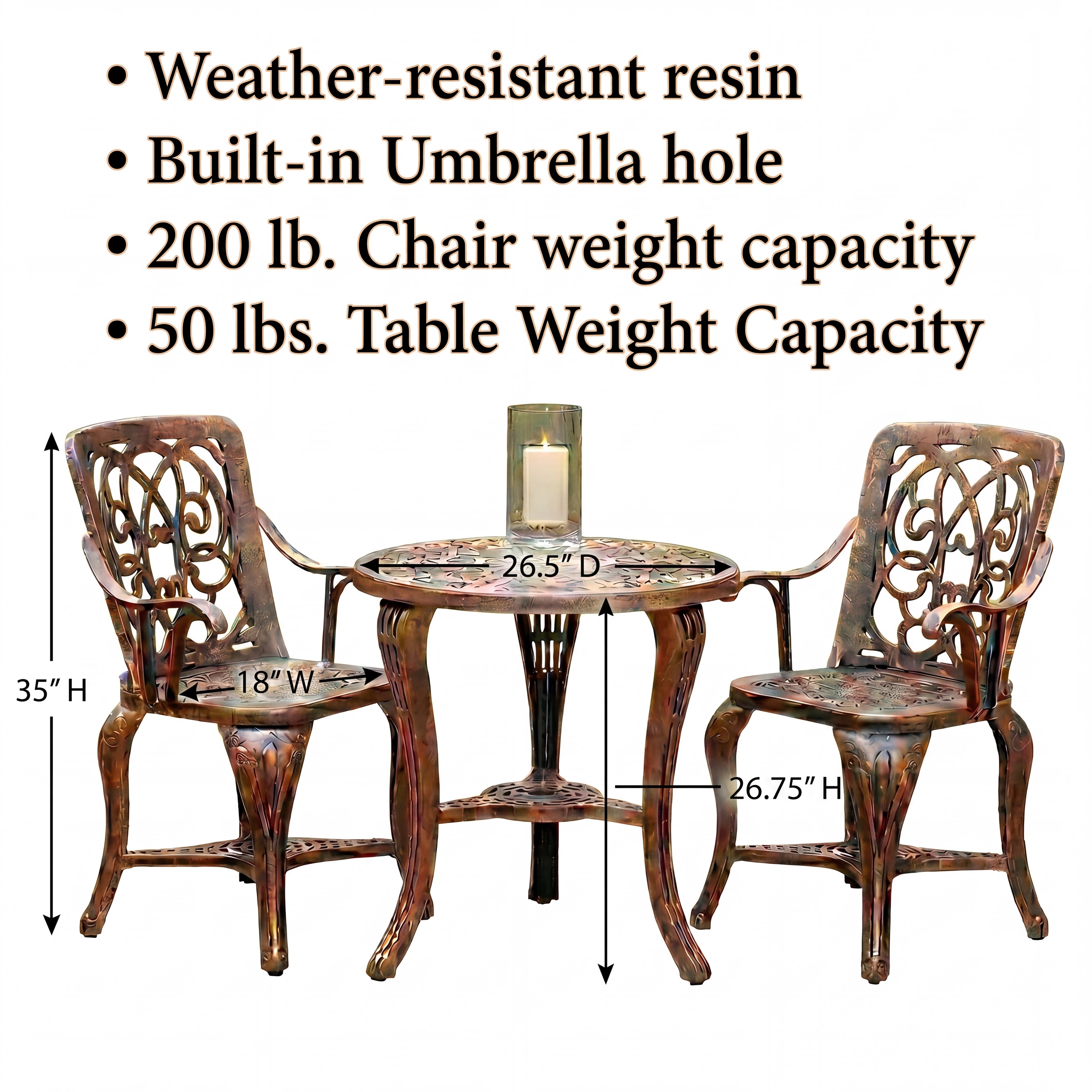 Bellagio 3-Pc. Bistro Set image number 2