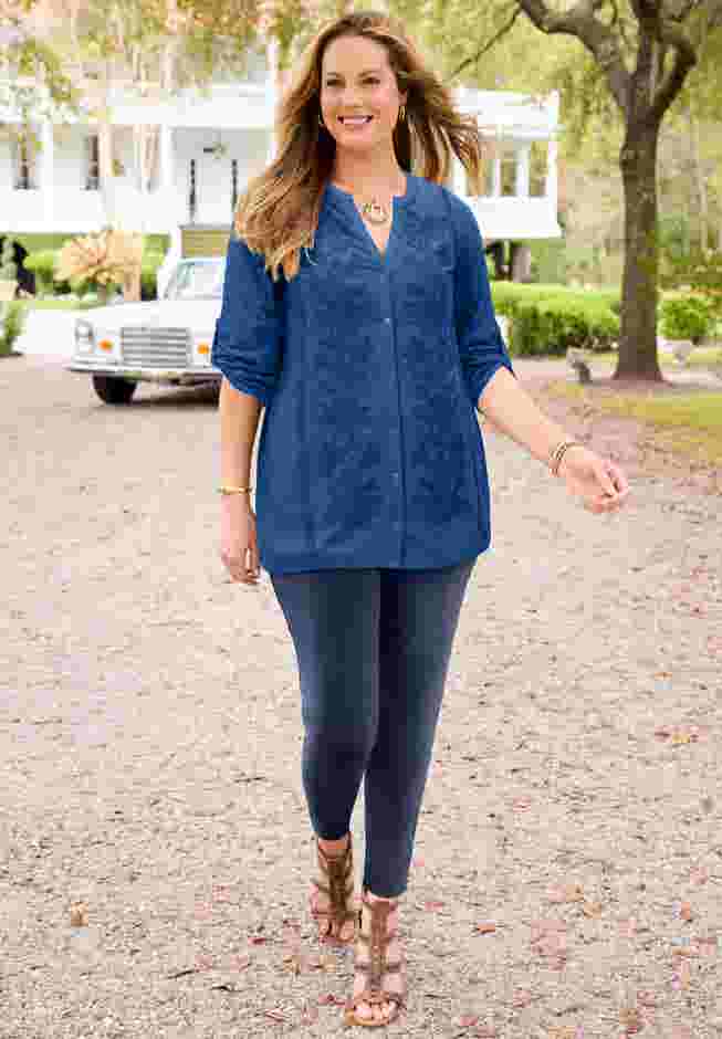 Embroidered Buttonfront Tunic image number 0