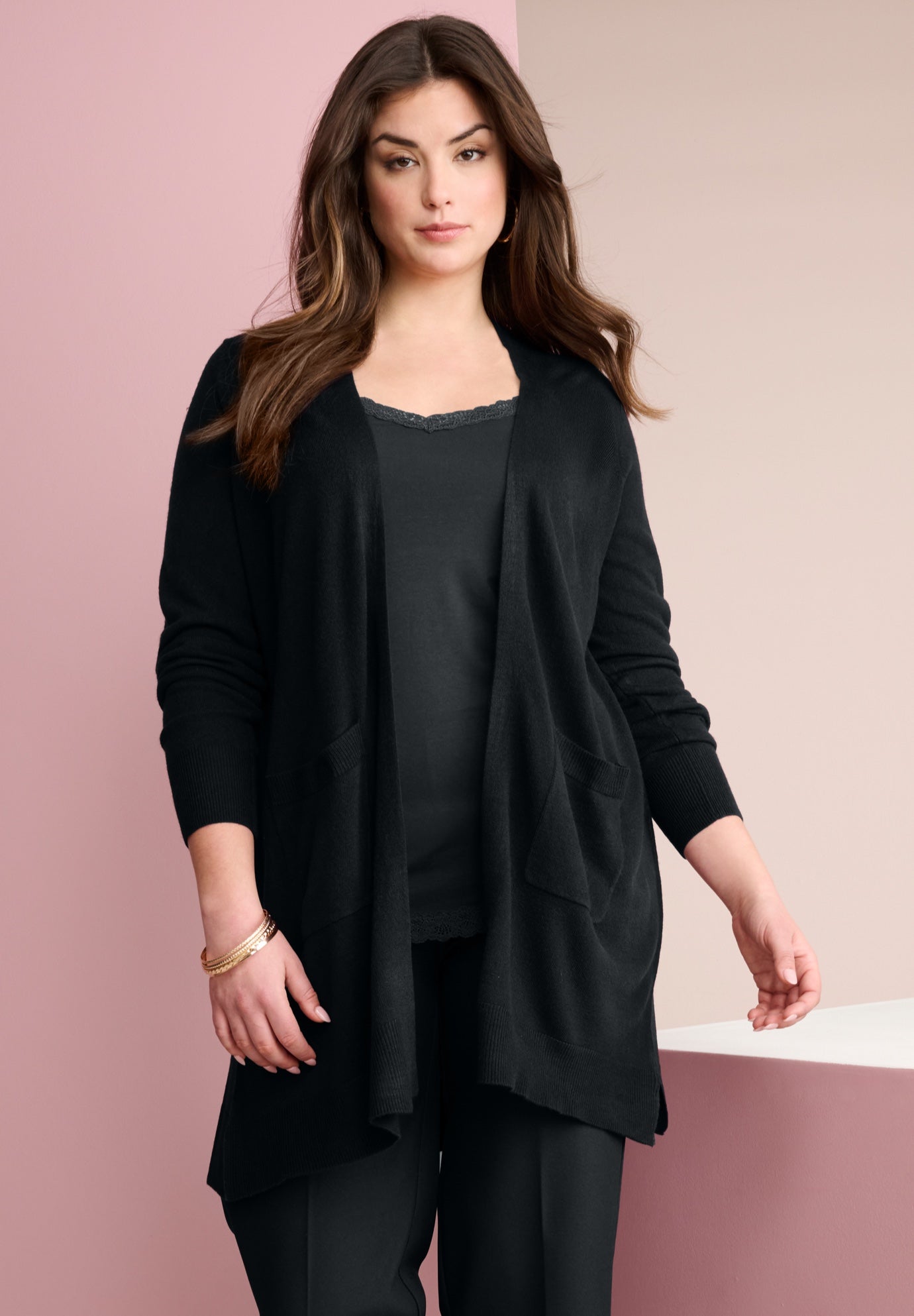 Fine Gauge Open Front Cardigan image number 0